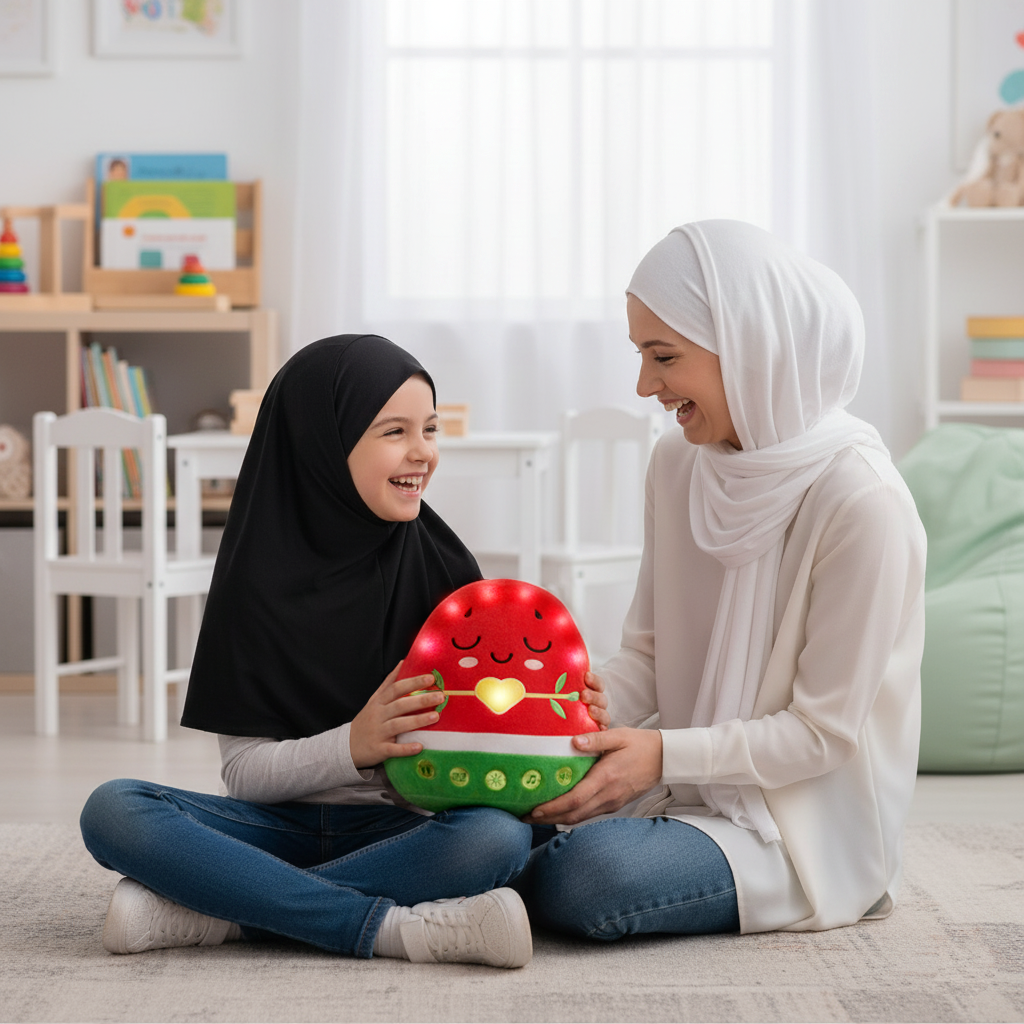 Nūr the Watermelon | A NEW Light-Up Interactive Islamic Plushie, Learn Surahs, Duas & More | Ramadan & Eid Gift