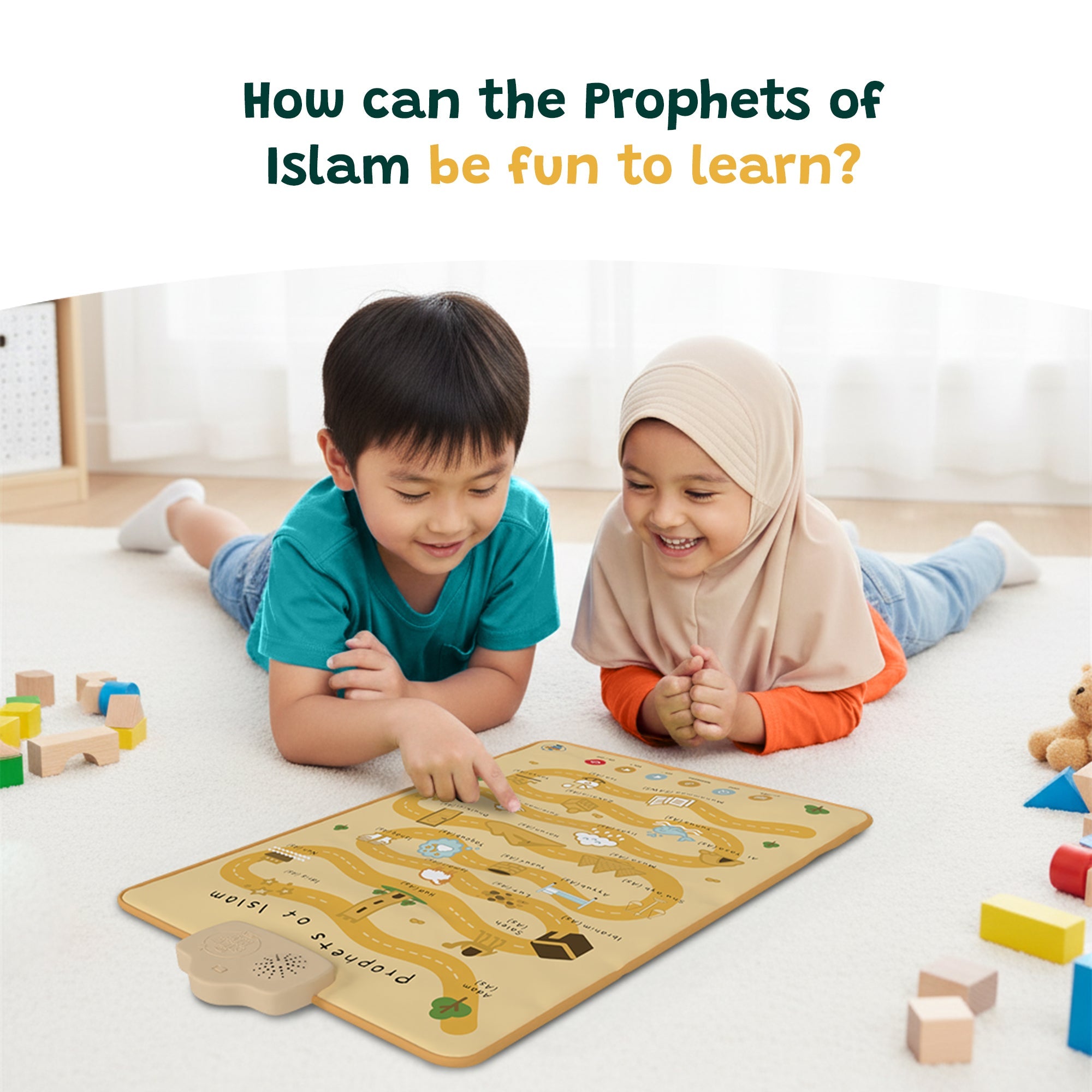 Prophets of Islam Interactive Audio Mat & Wall Art | Learn About All 25 Prophets with Stories & Quizzes | Ramadan & Eid Gift