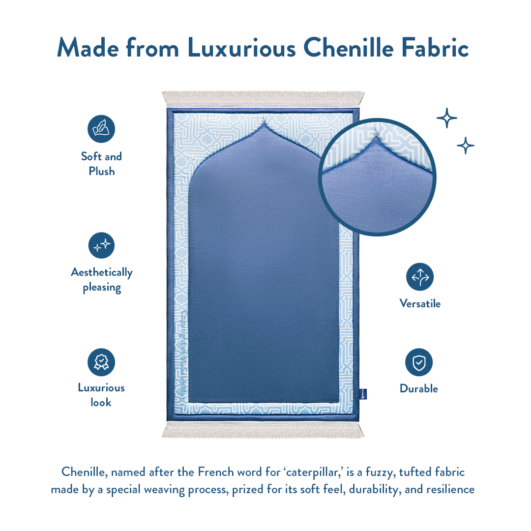 Padded Kids Prayer Mat with Classic Blue Design | Urban Rugs UK | Ramadan & Eid Gift