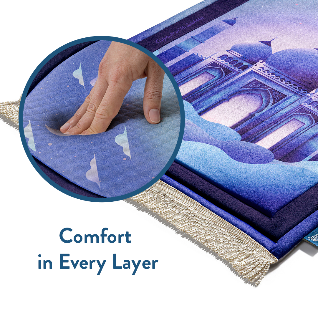 Padded Kids Prayer Mat with Twilight Masjid Design | Urban Rugs UK | Ramadan & Eid Gift