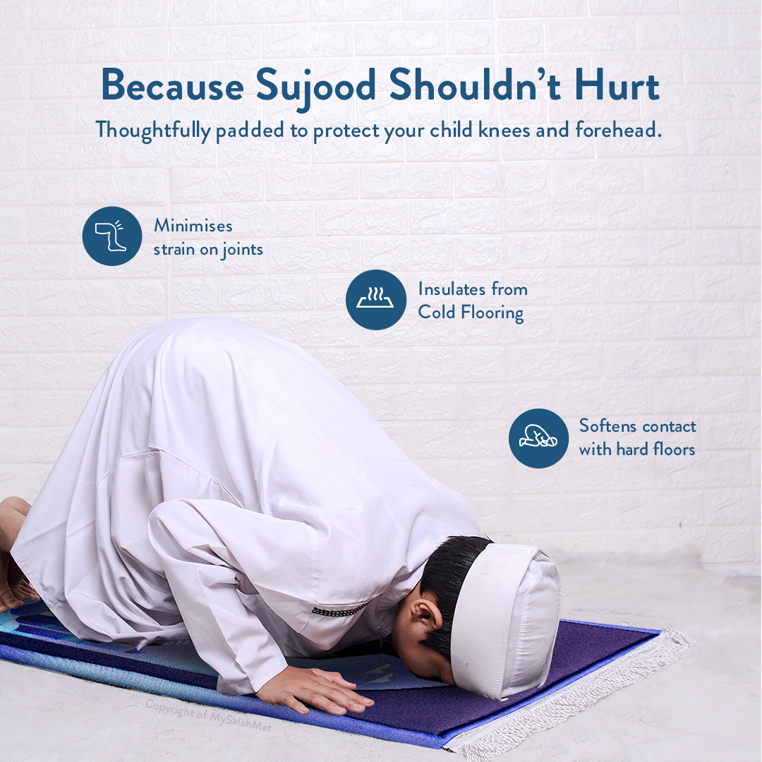 Padded Kids Prayer Mat with Twilight Masjid Design | Urban Rugs UK | Ramadan & Eid Gift