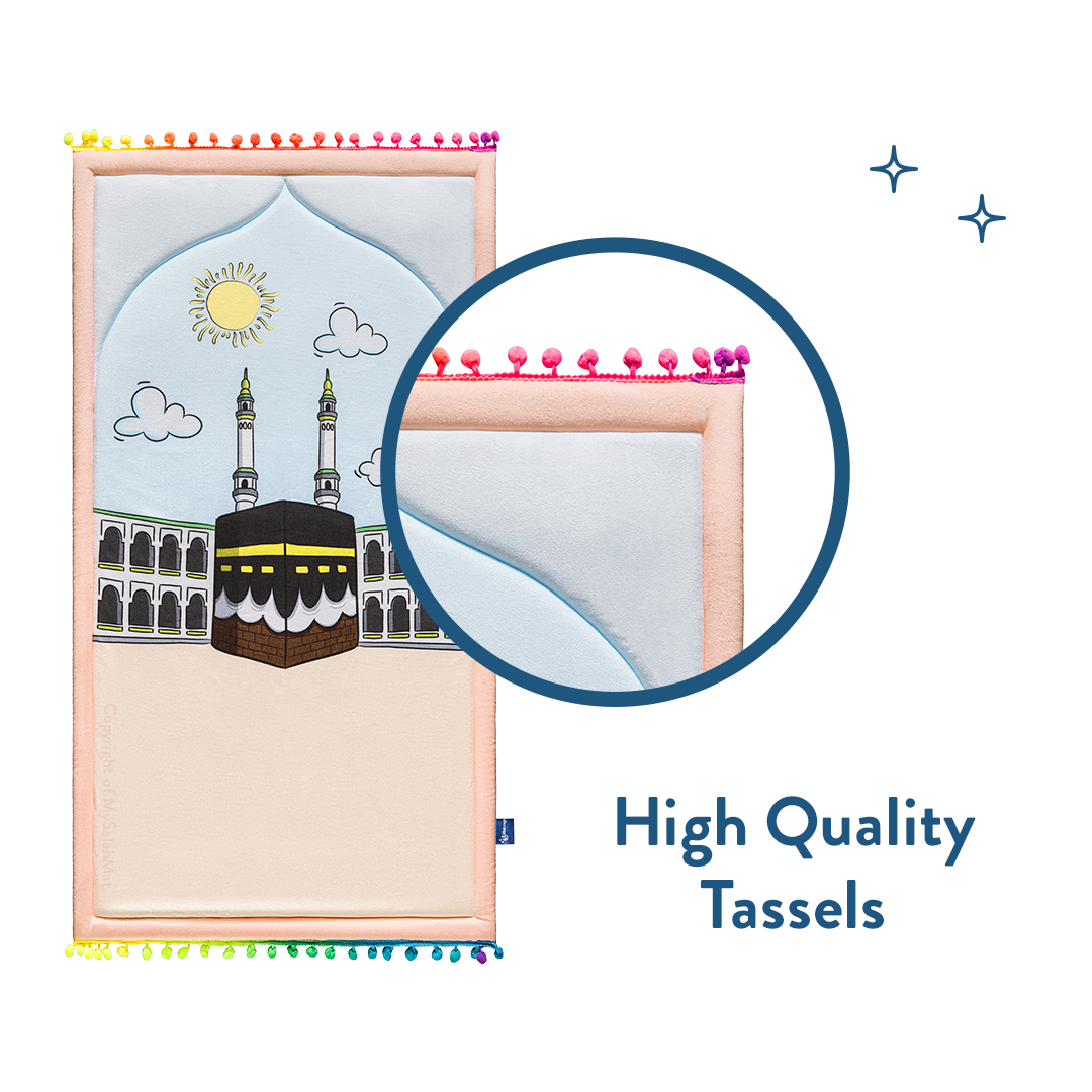 Padded Toddler Prayer Mat with Midday in Mecca Design by Urban Rugs UK | Ramadan & Eid Gift