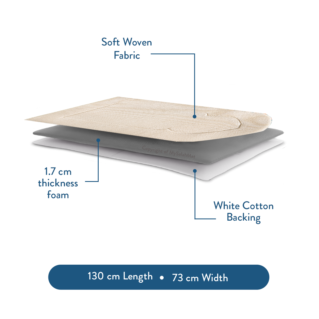 Padded Prayer Mat with Luxury Sand Arched Design by Urban Rugs UK | Ramadan & Eid Gift