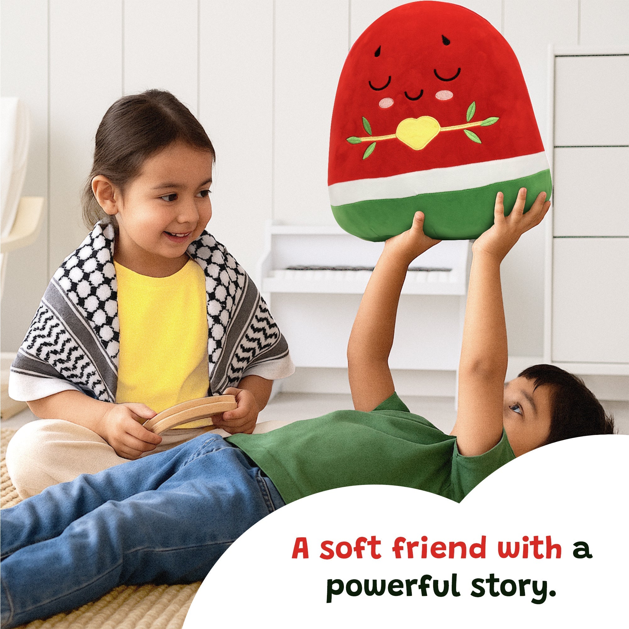Watermelon Plushie - 40cm Soft Cuddly Pillow Adorable Fruit Plush Muslim Doll | Ramadan & Eid Gift