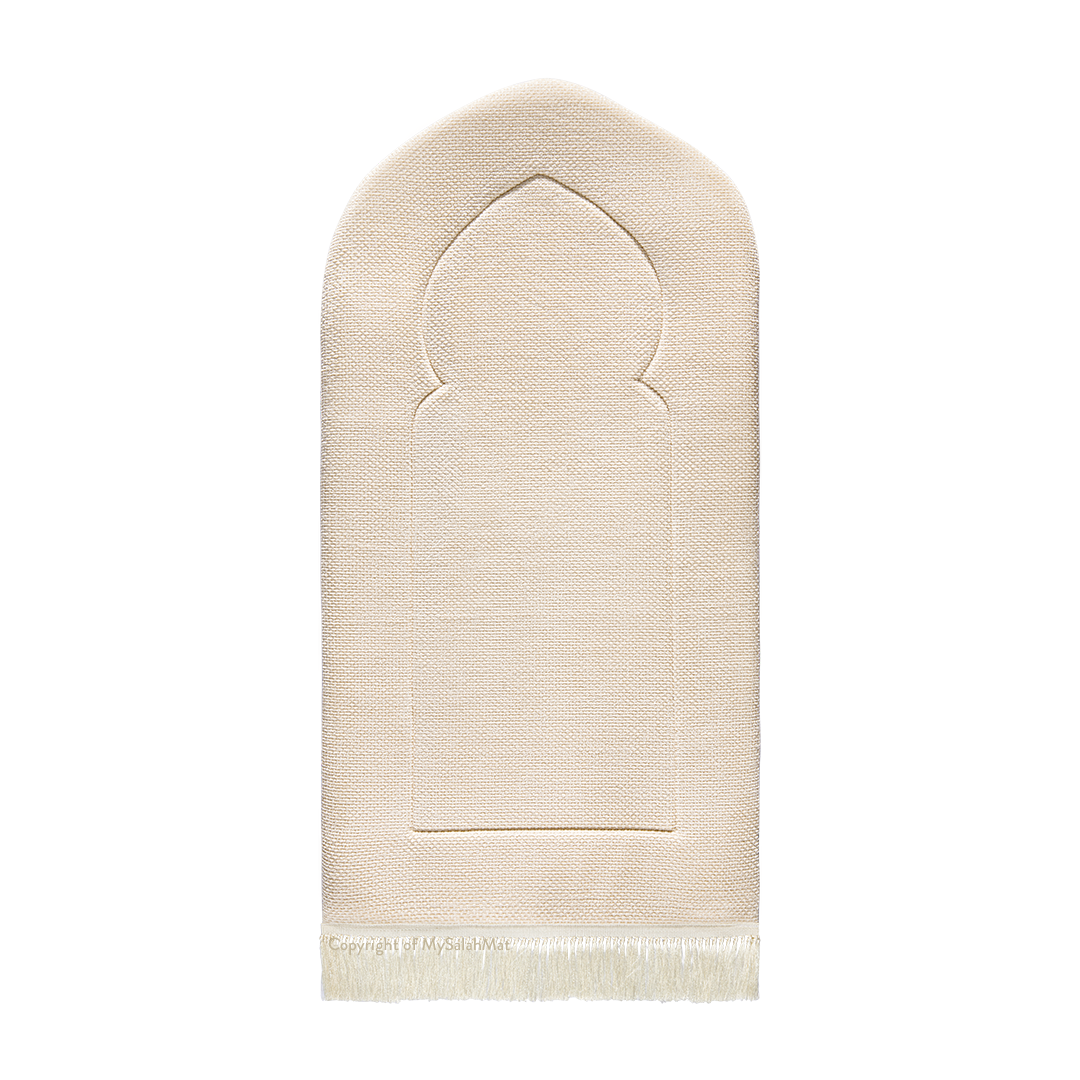 Padded Prayer Mat with Luxury Sand Arched Design by Urban Rugs UK | Ramadan & Eid Gift