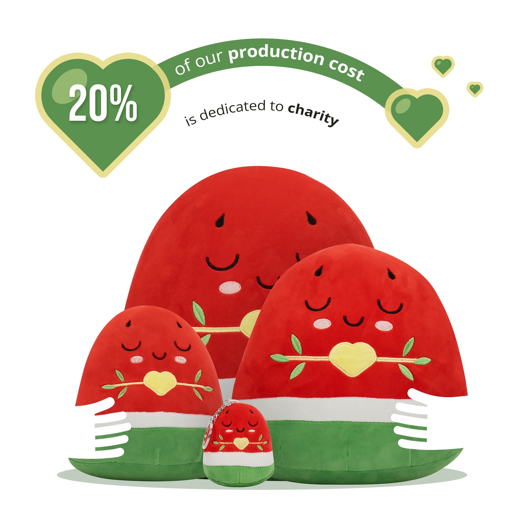 Pack of 12 - 8cm Nür the Watermelon Plushie Keyrings [SPECIAL DEAL] | Soft Cuddly Toy | Ramadan & Eid Gift